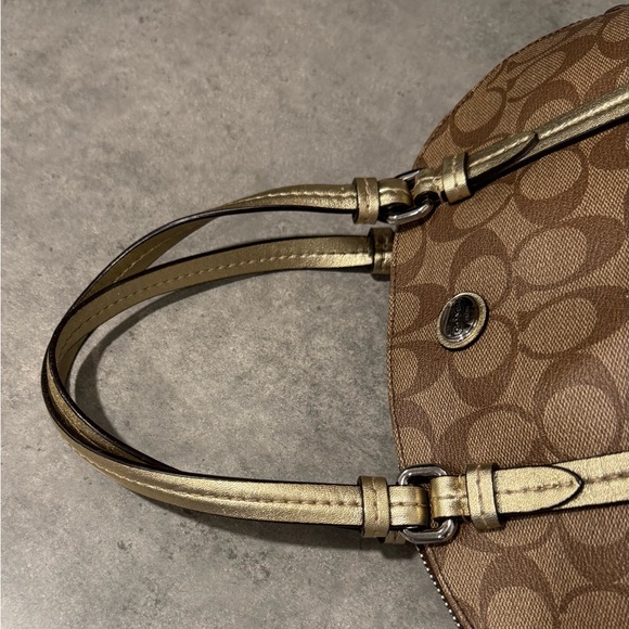 Coach Peyton Signature Cora Domed Satchel Handbag 24606 Gold/Brown! GUC!! - Picture 4 of 12